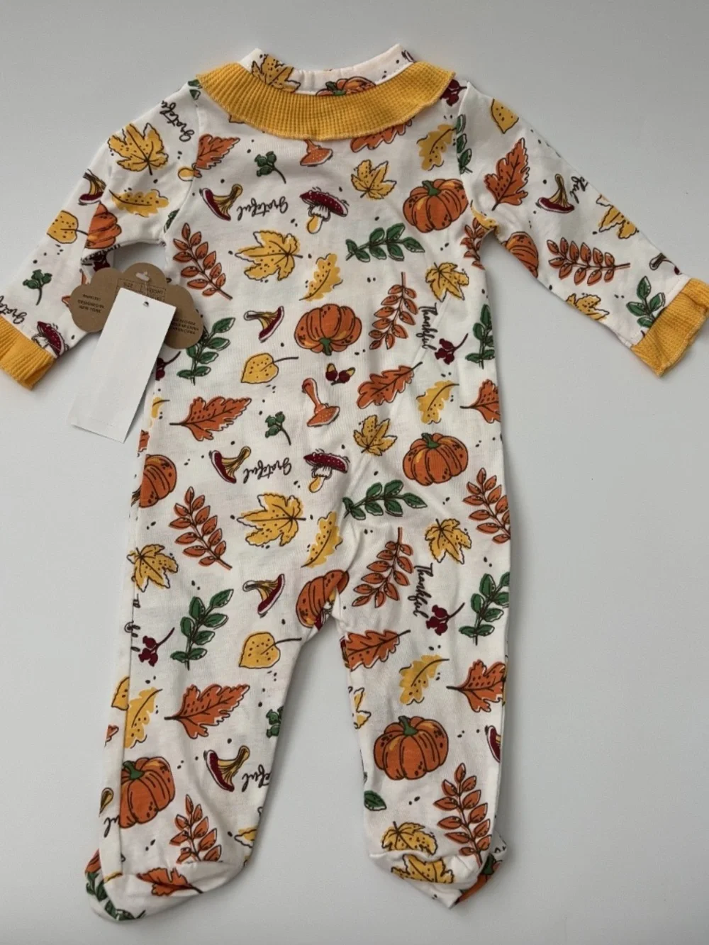 New Baby Essentials Baby Girl Thanksgiving Ruffle Footed Sleeper – Size 3 Months